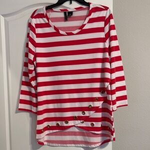 Red and White Striped Women's Top